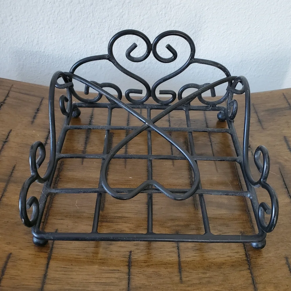 Wrought Iron Picnic Napkin Holder Patio Mail Office Desk Organizer Holder